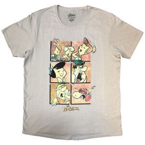 The Flintstones Unisex Adult Grid T-Shirt / Sand